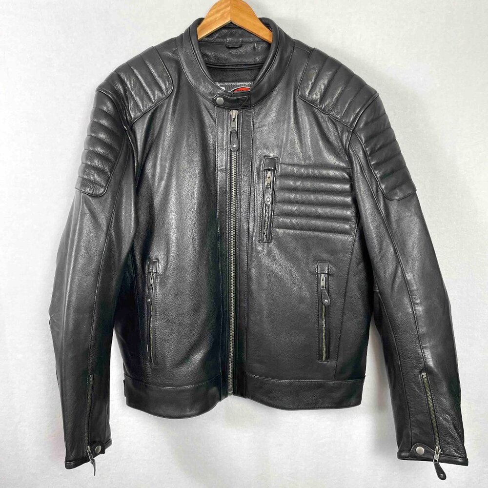 First Manufacturing Defender Leather Motorcycle Riding Jacket Mens Size XXL